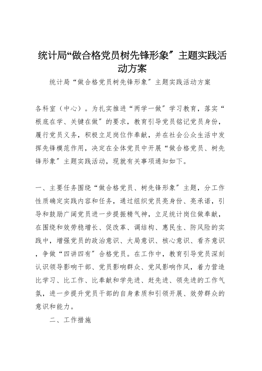 2023年统计局做合格党员树先锋形象主题实践活动方案.doc_第1页