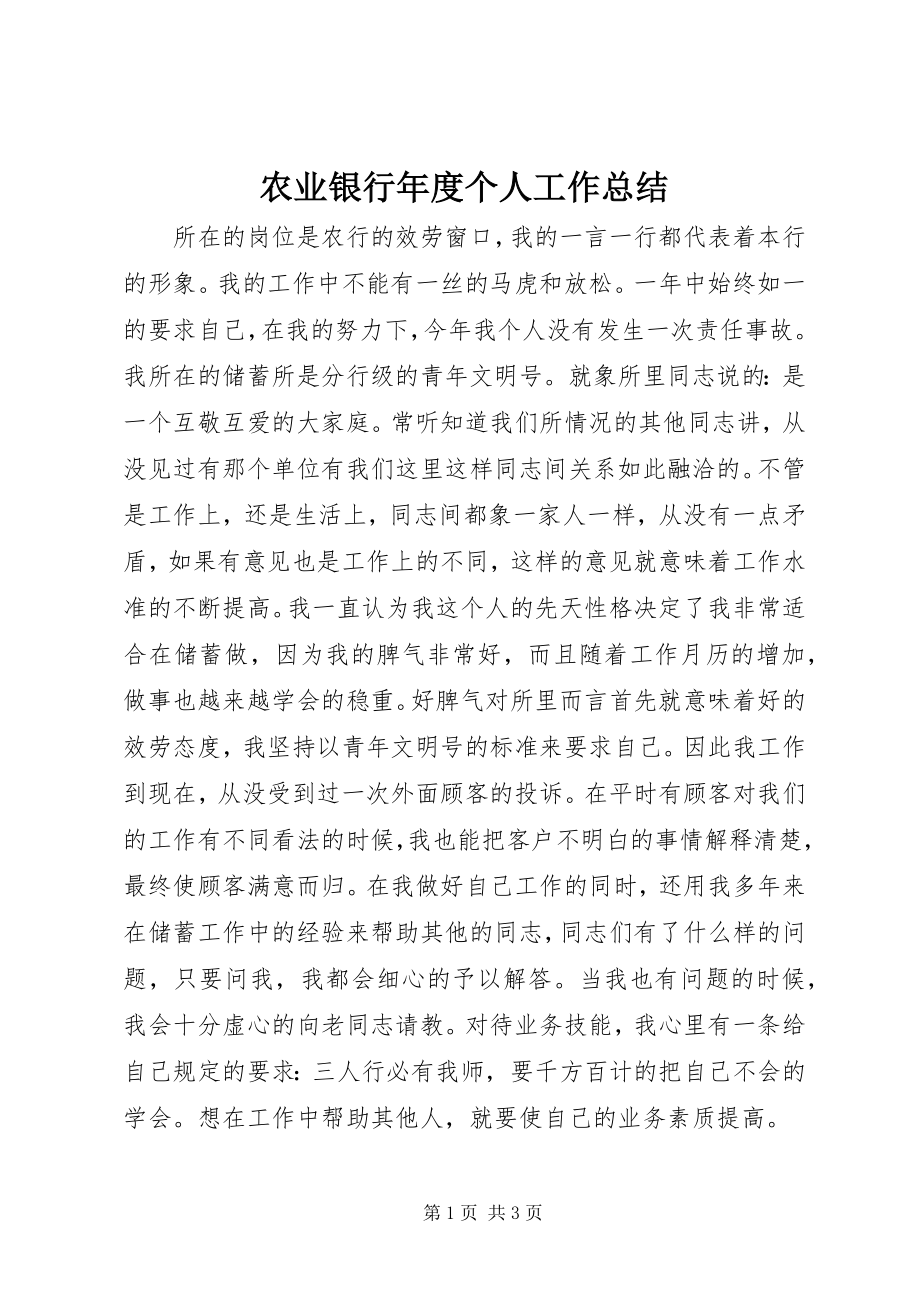 2023年农业银行年度个人工作总结.docx_第1页