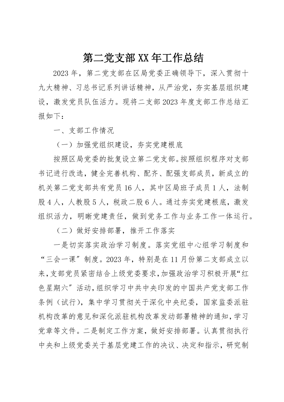 2023年第二党支部某年工作总结新编.docx_第1页