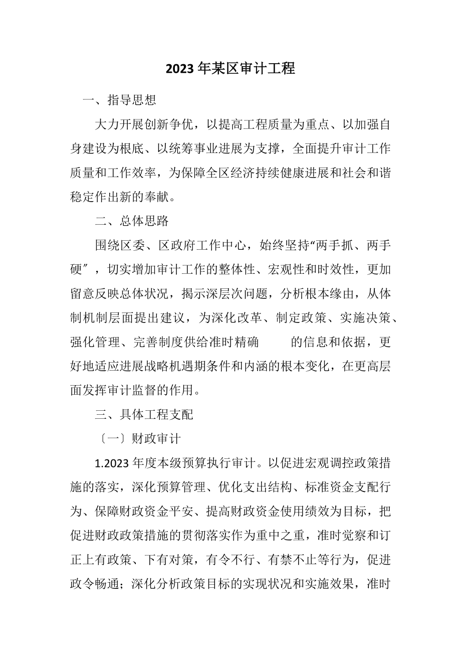 2023年某区审计项目计划.docx_第1页