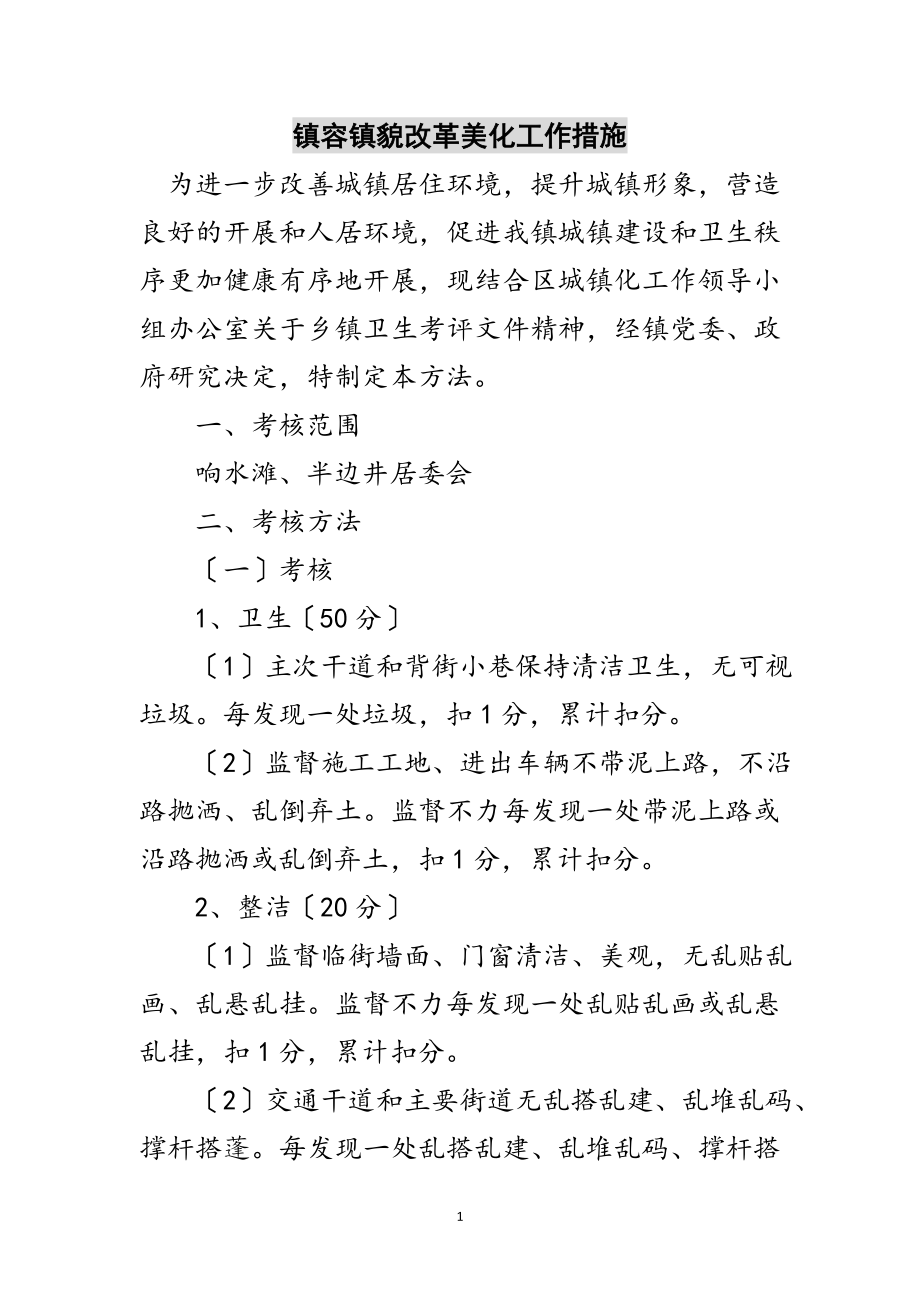 2023年镇容镇貌改革美化工作措施范文.doc_第1页