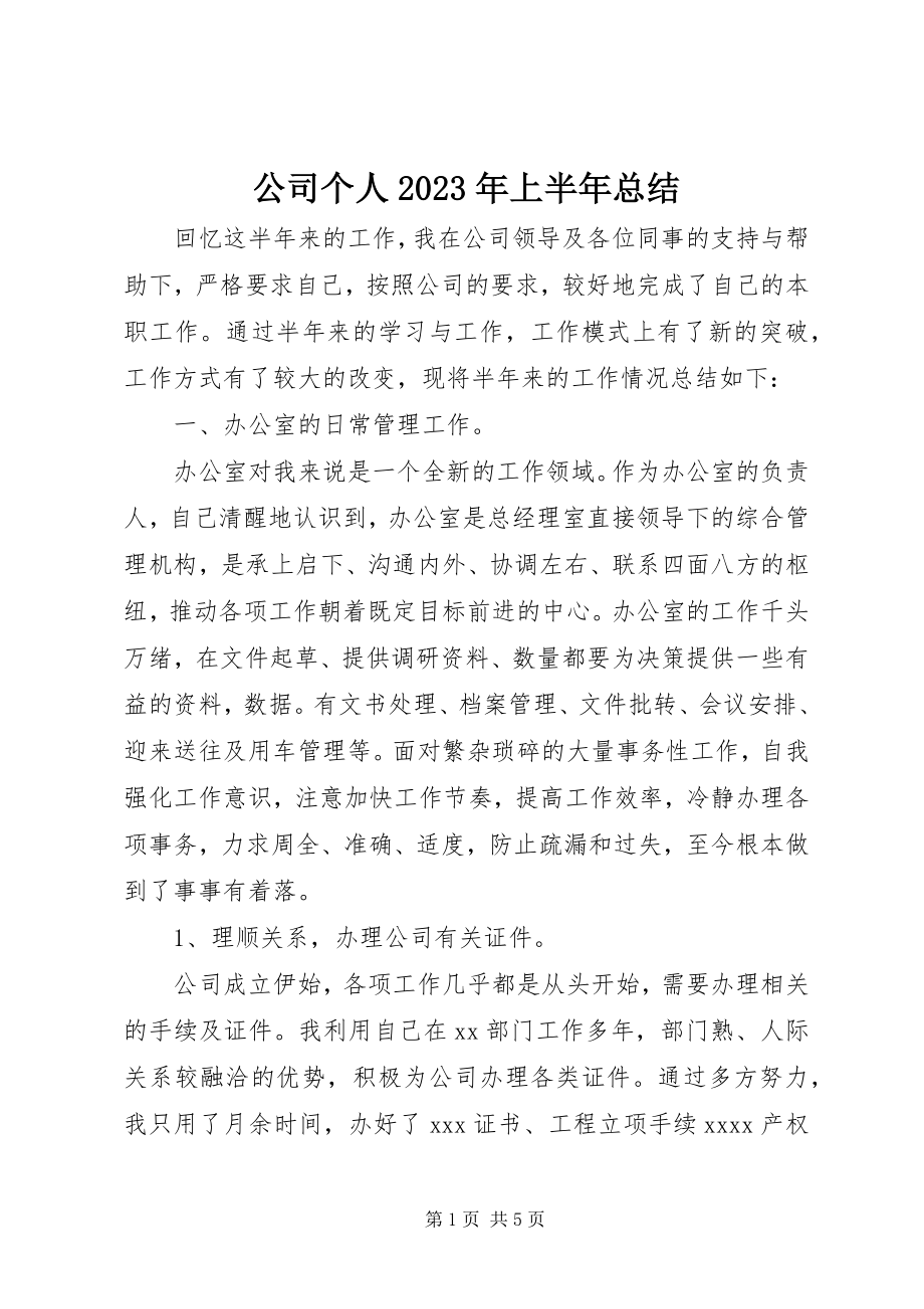 2023年公司个人某年上半年总结.docx_第1页