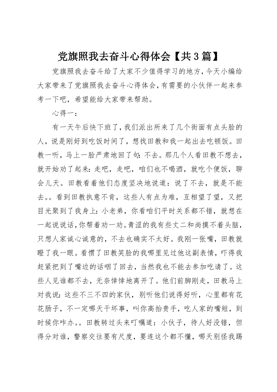 2023年党旗照我去奋斗精选心得体会共3篇.docx_第1页