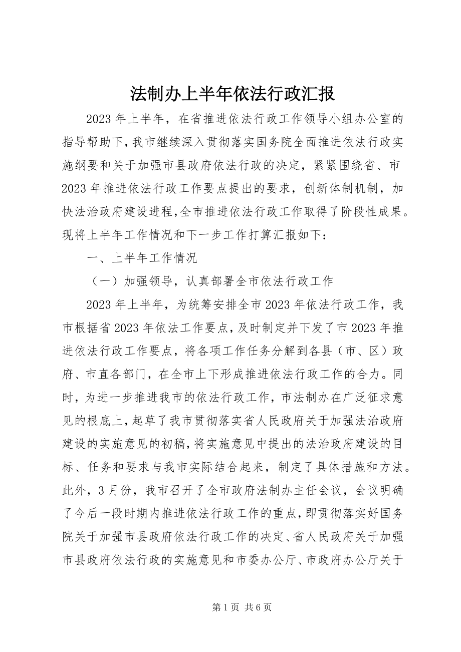 2023年法制办上半年依法行政汇报.docx_第1页