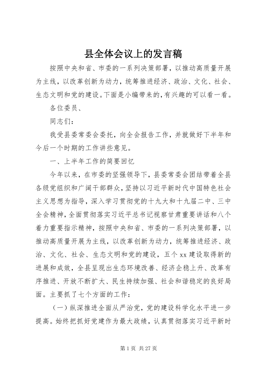 2023年县全体会议上的讲话稿.docx_第1页