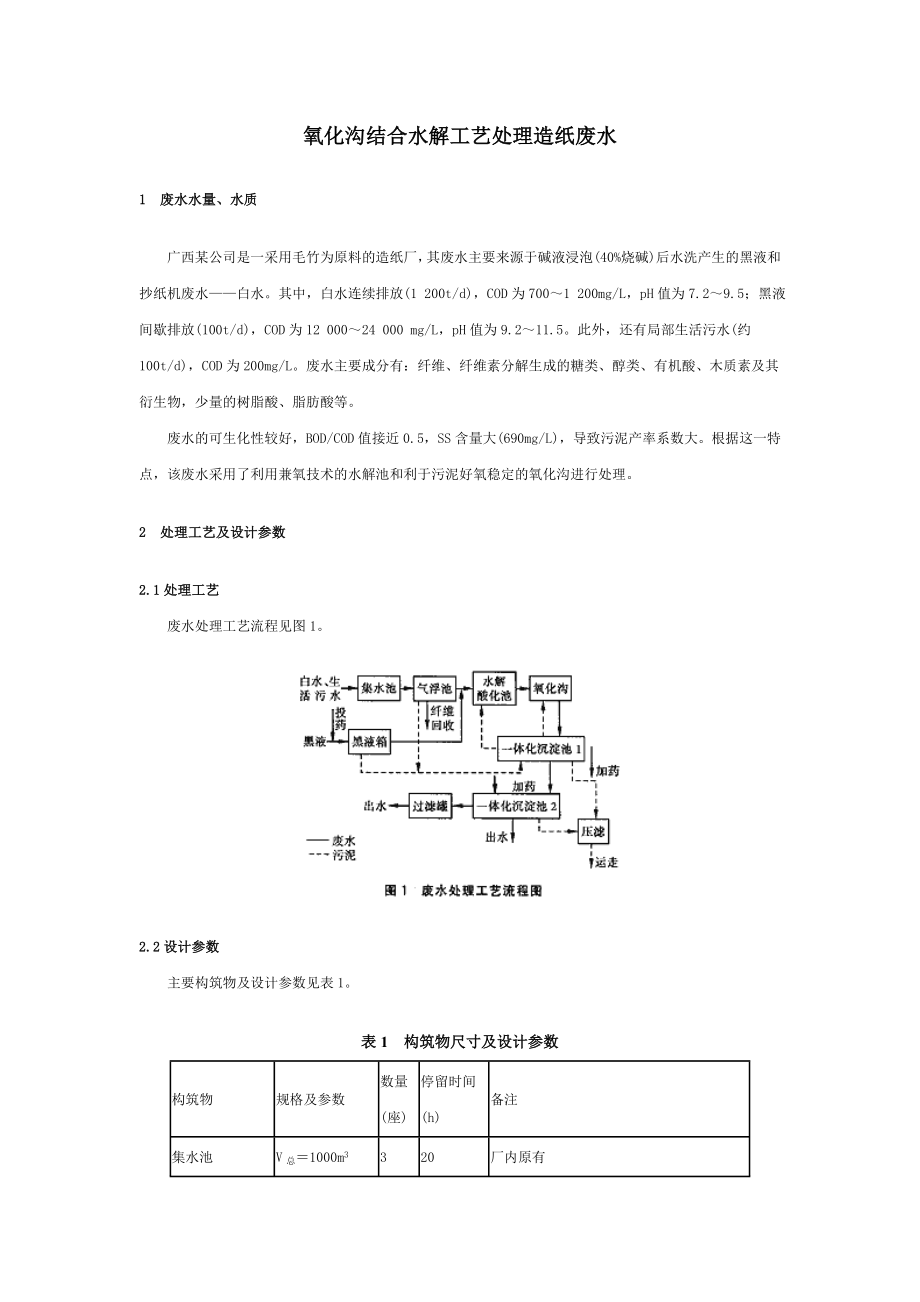 2023年氧化沟结合水解工艺处理造纸废水.doc_第1页