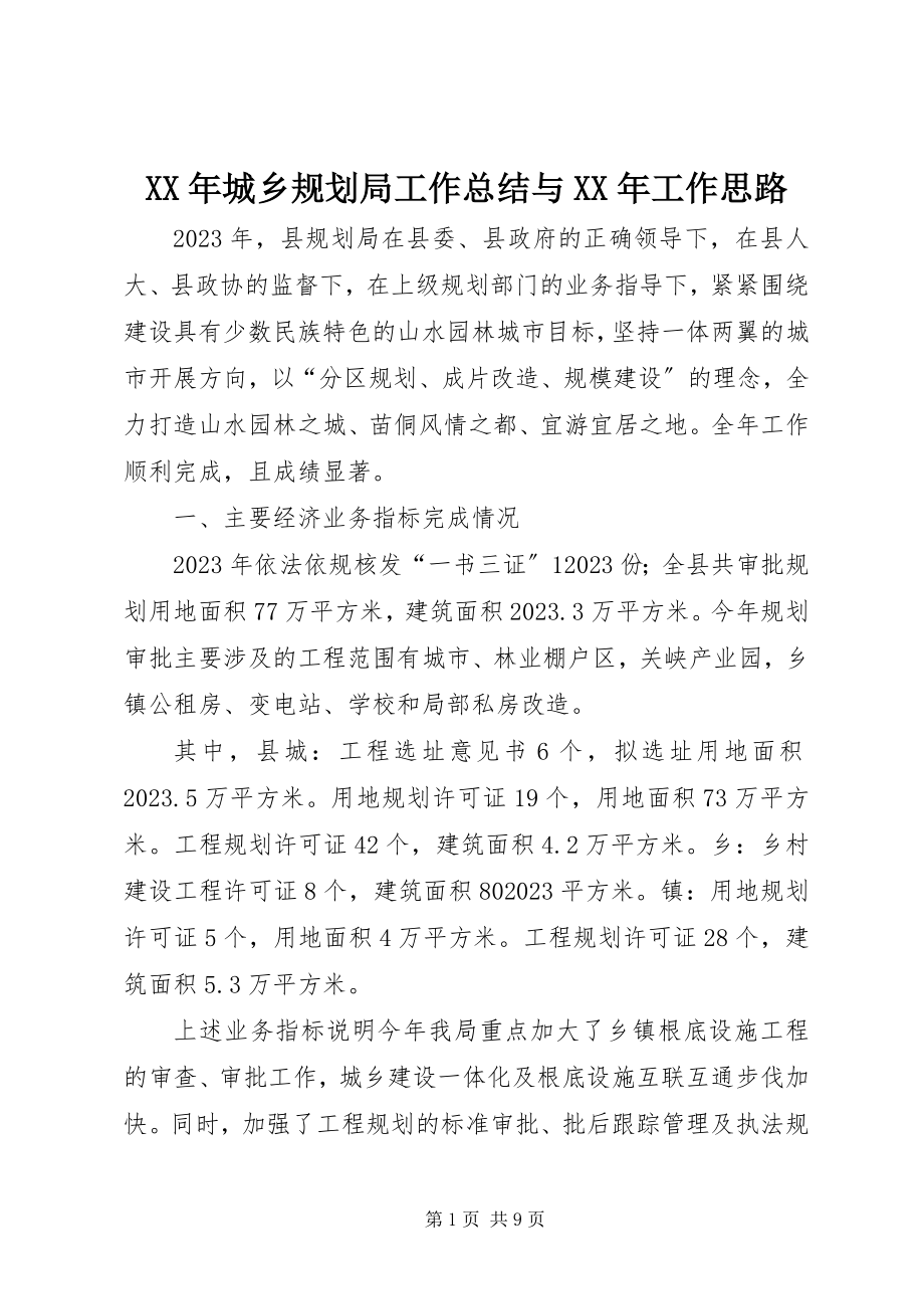 2023年城乡规划局工作总结与工作思路.docx_第1页