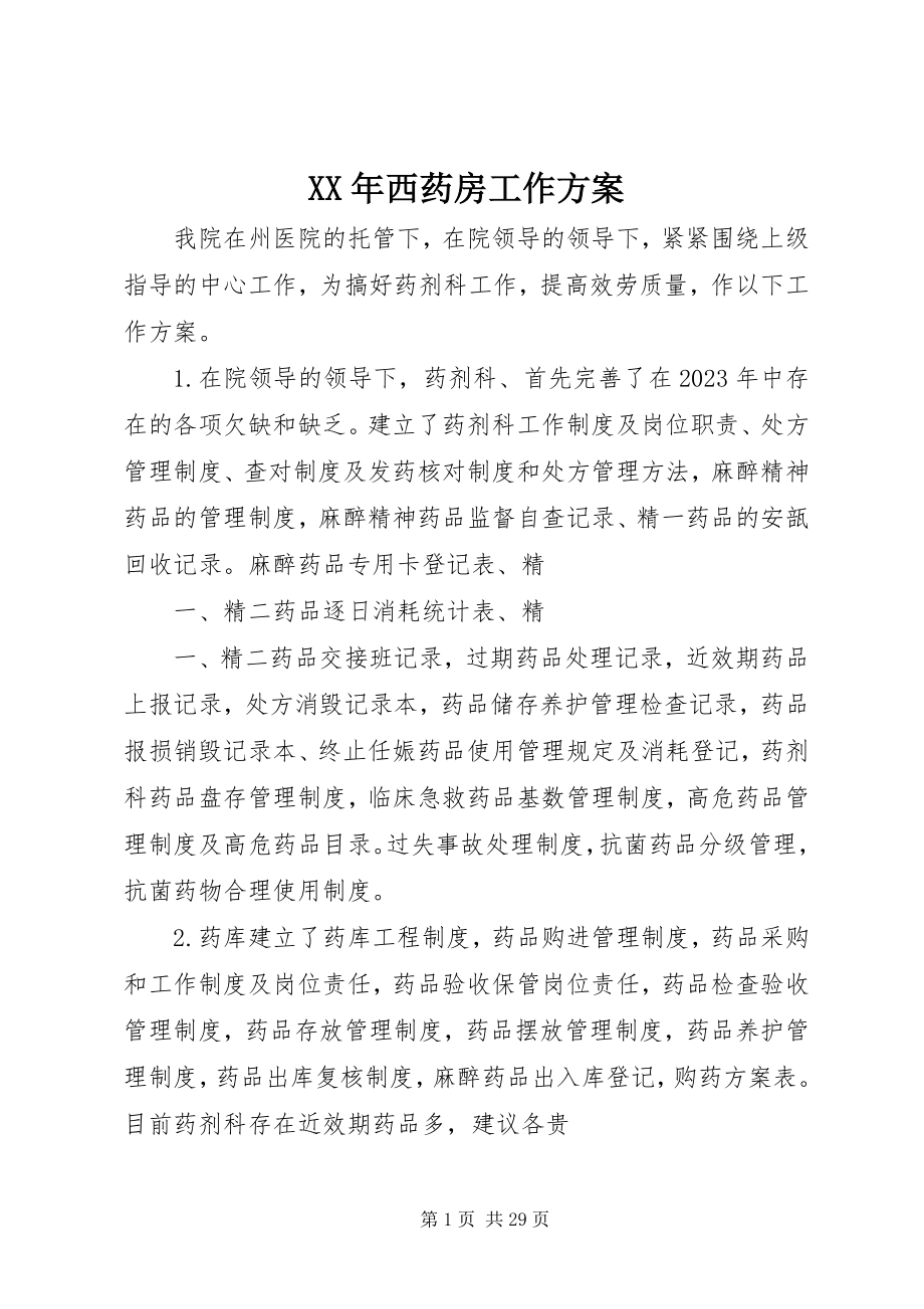 2023年西药房工作计划.docx_第1页