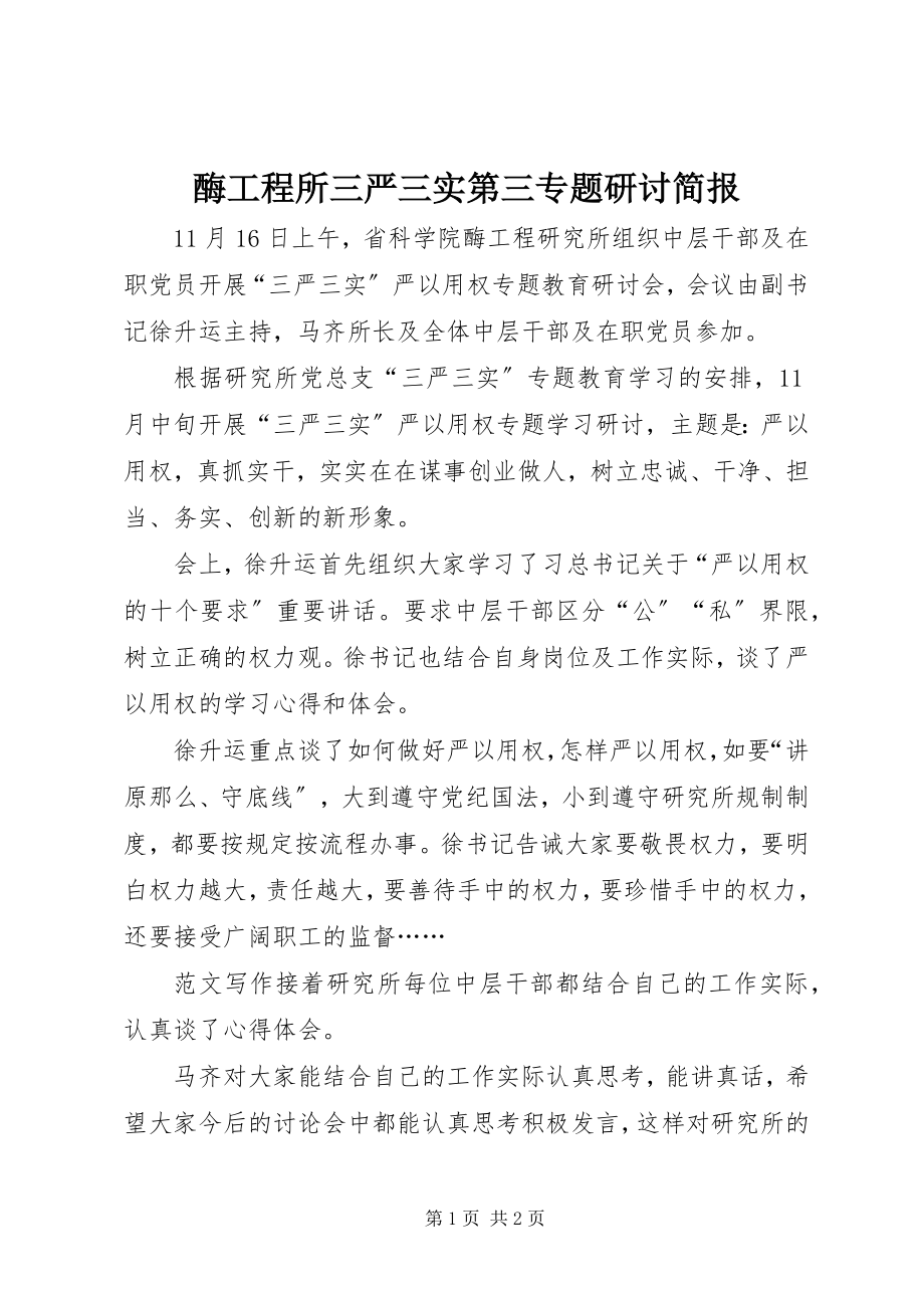 2023年酶工程所三严三实第三专题研讨简报.docx_第1页