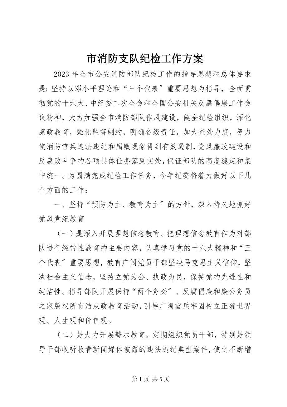 2023年市消防支队纪检工作计划.docx_第1页