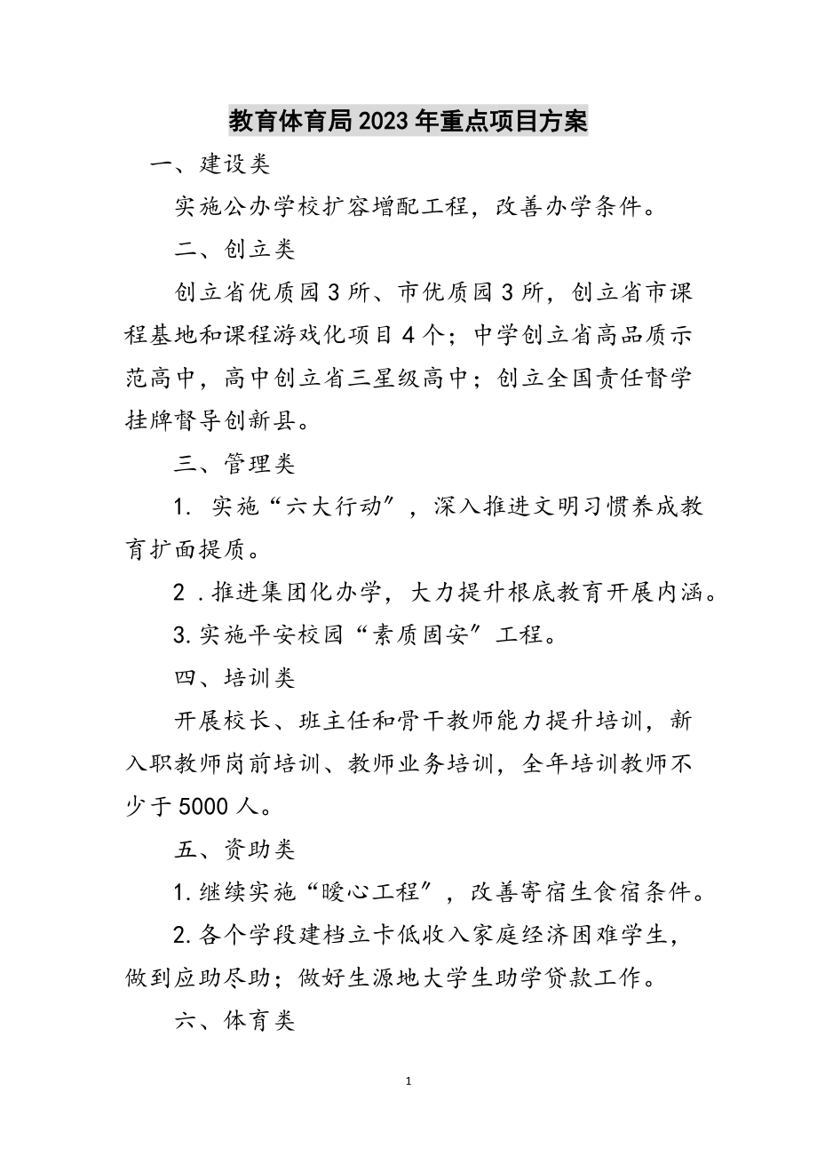 2023年教育局年重点项目计划范文.doc_第1页