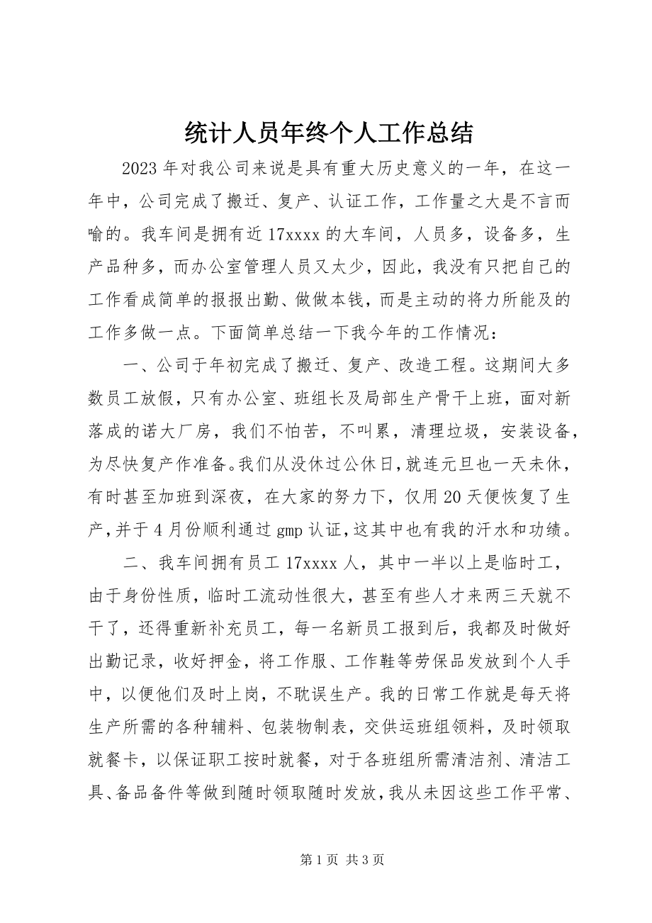 2023年统计人员年终个人工作总结.docx_第1页