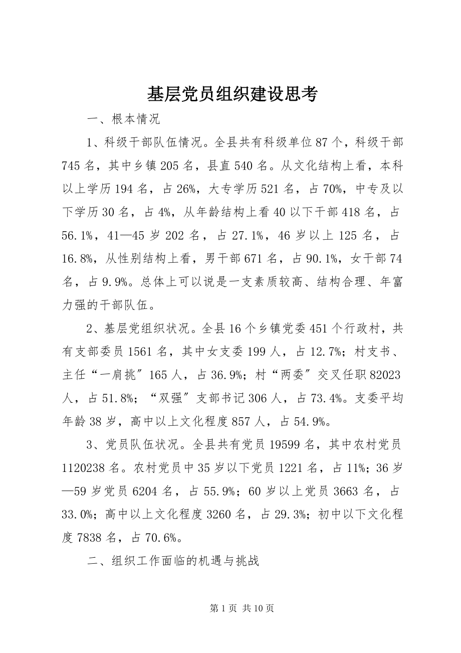 2023年基层党员组织建设思考.docx_第1页