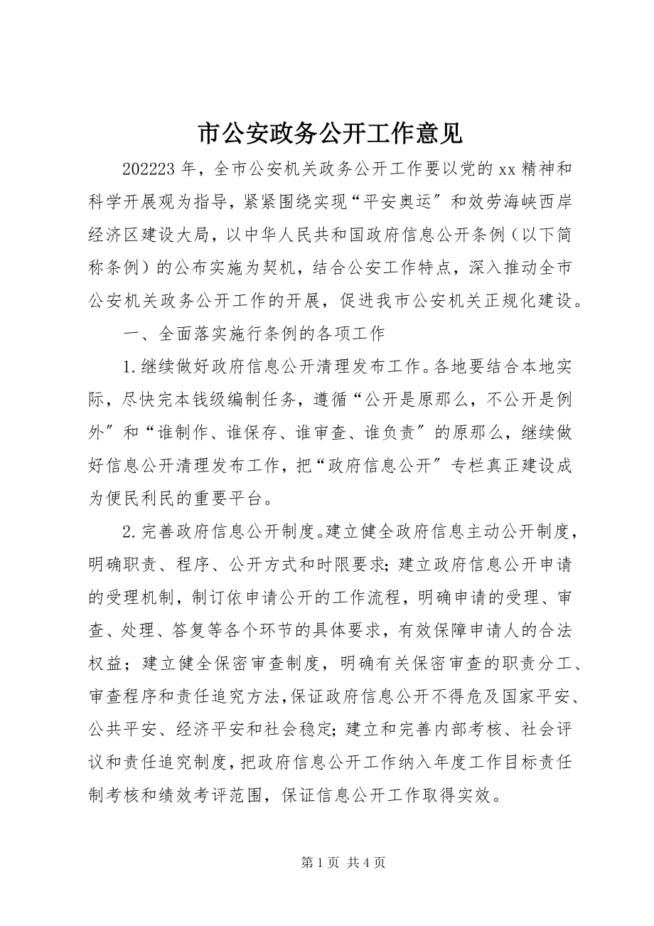 2023年市公安政务公开工作意见.docx_第1页