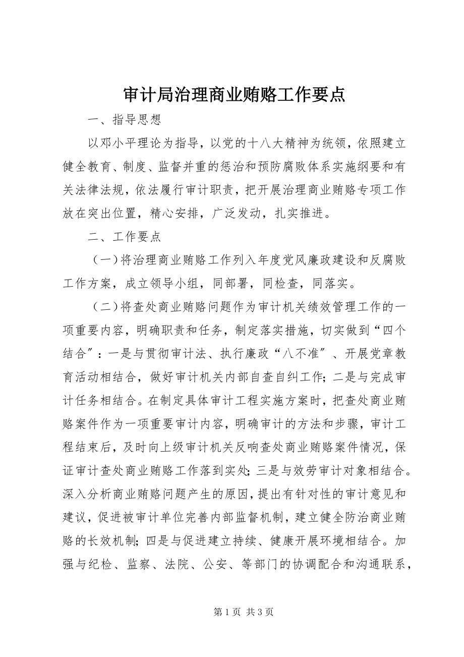 2023年审计局治理商业贿赂工作要点.docx_第1页