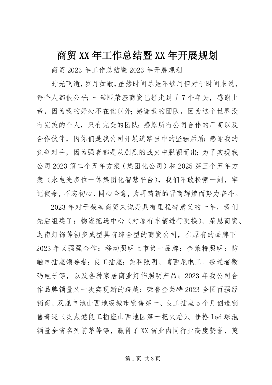 2023年商贸工作总结暨发展规划.docx_第1页