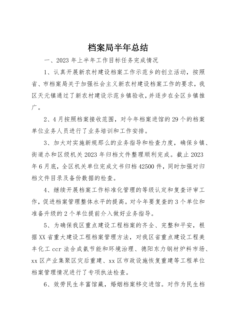 2023年档案局半年总结新编.docx_第1页