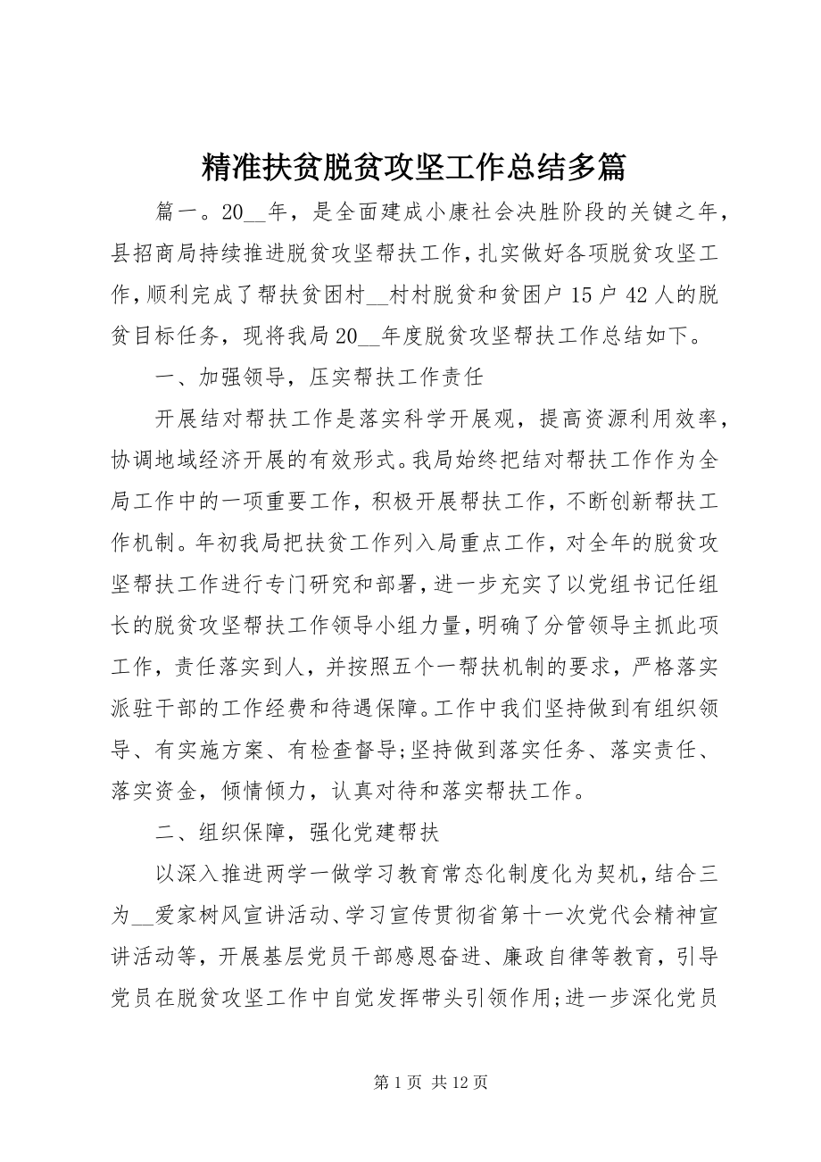 2023年精准扶贫脱贫攻坚工作总结多篇.docx_第1页