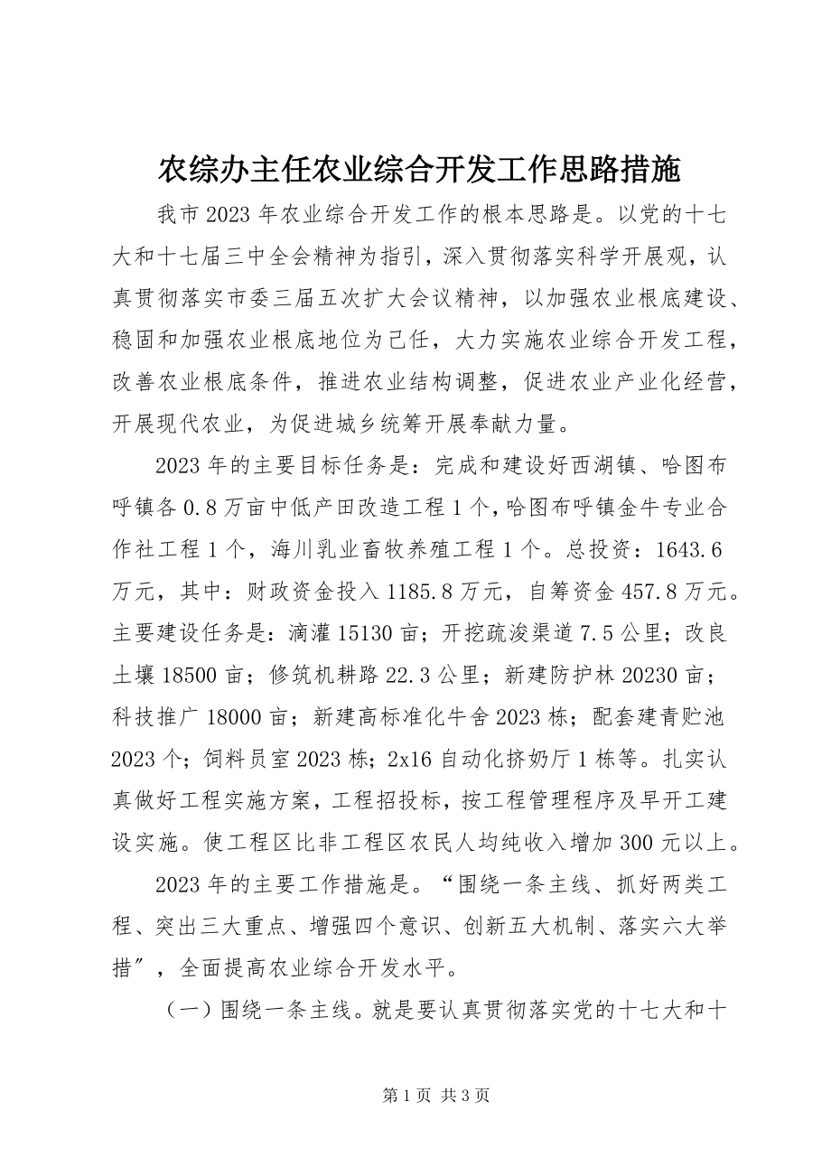 2023年农综办主任农业综合开发工作思路措施.docx_第1页