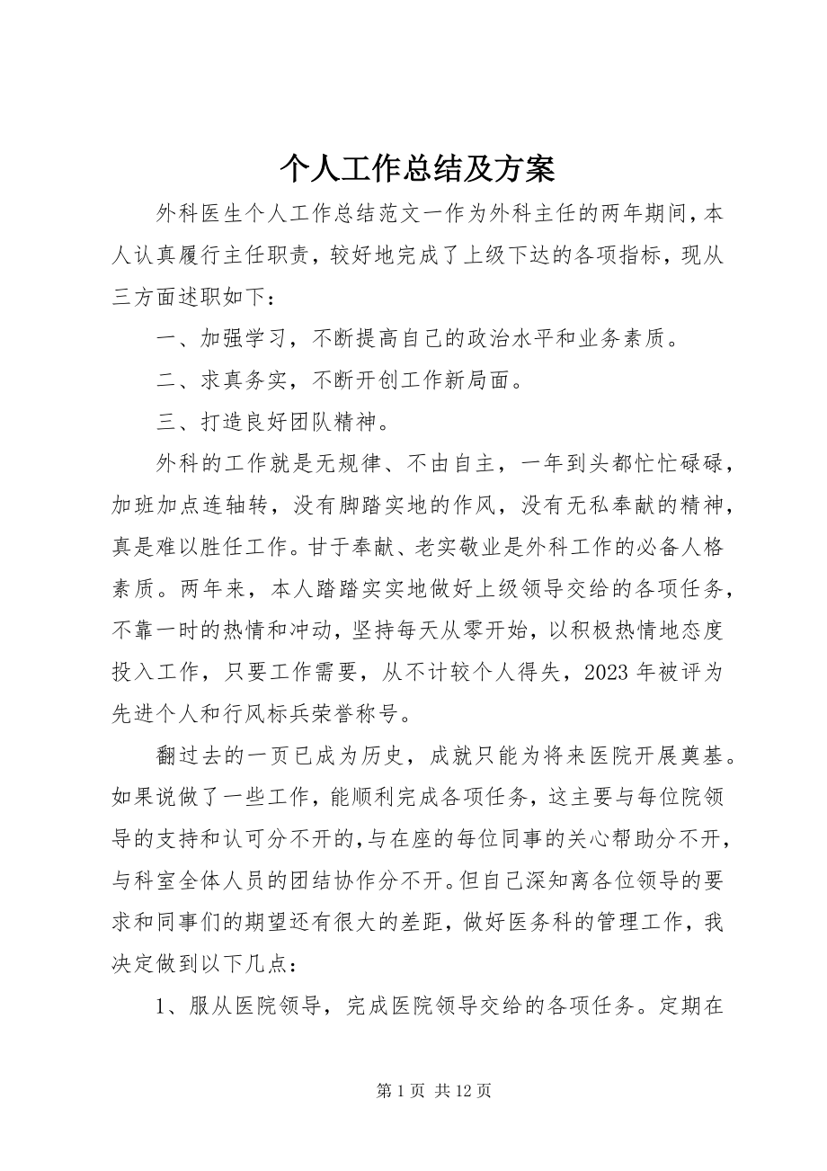 2023年个人工作总结及计划.docx_第1页