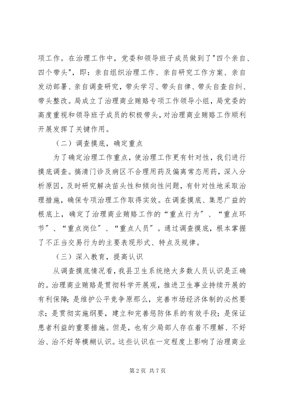 2023年县卫生局治理商业贿赂开展情况汇报.docx_第2页