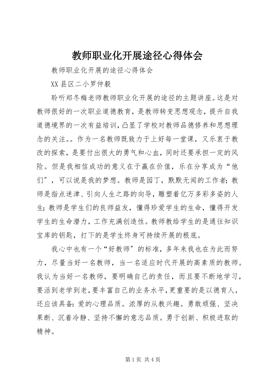 2023年《教师职业化发展途径》心得体会.docx_第1页