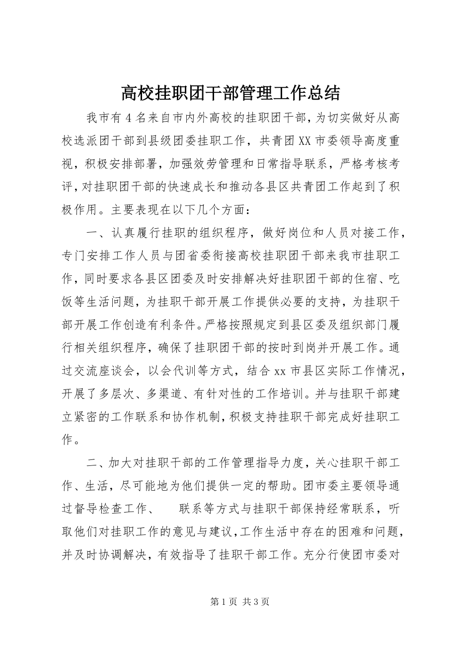 2023年高校挂职团干部管理工作总结.docx_第1页