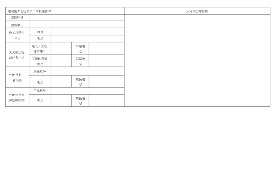 2023年建设施工现场农民工维权告示牌.docx_第1页