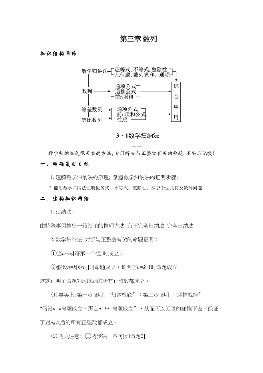 2023年兴义地区重点高考一轮复习教学案数学归纳法高中数学.docx_第1页