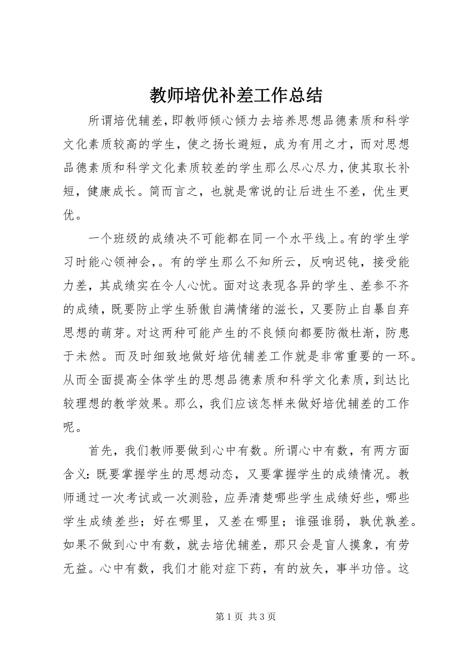 2023年教师培优补差工作总结.docx_第1页