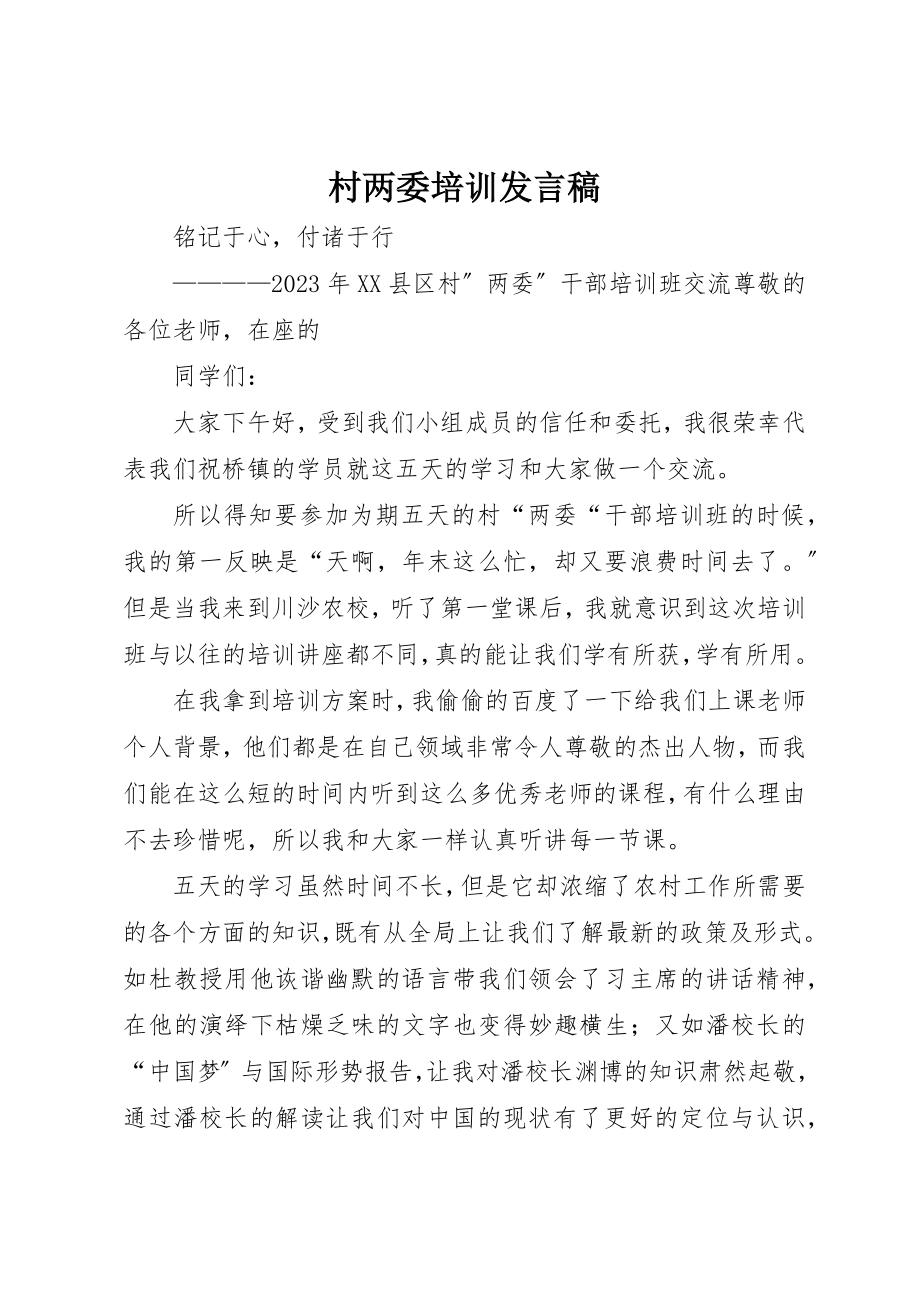 2023年村两委培训讲话稿新编.docx_第1页