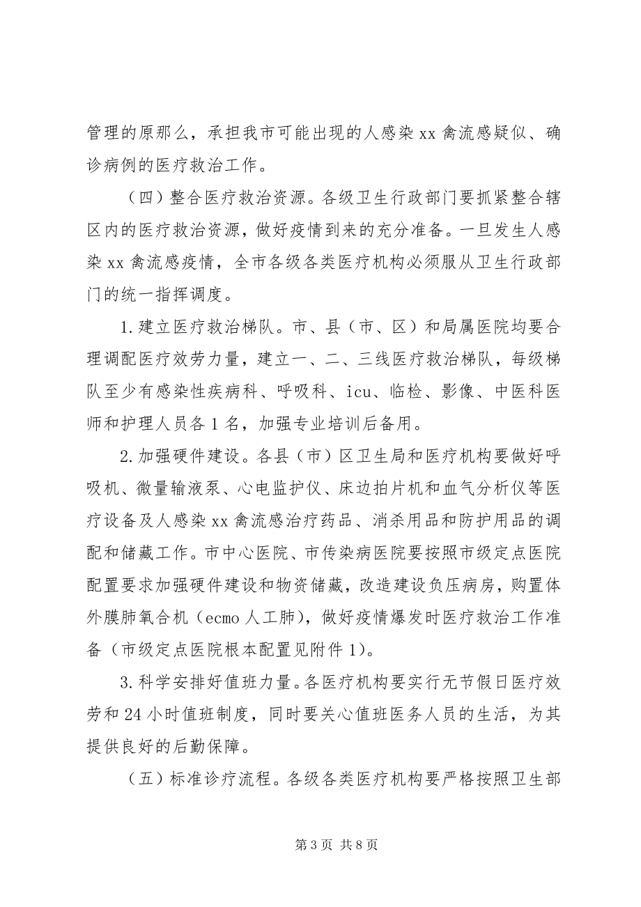 2023年禽流感医疗救治工作预案.docx_第3页