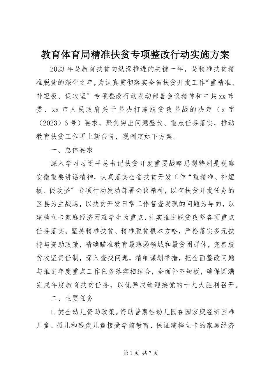 2023年教育局精准扶贫专项整改行动实施方案.docx_第1页