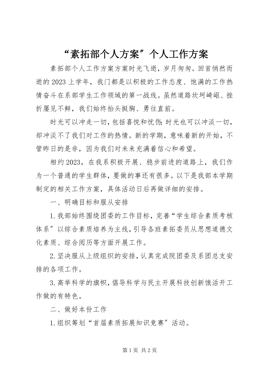 2023年素拓部个人计划个人工作计划.docx_第1页