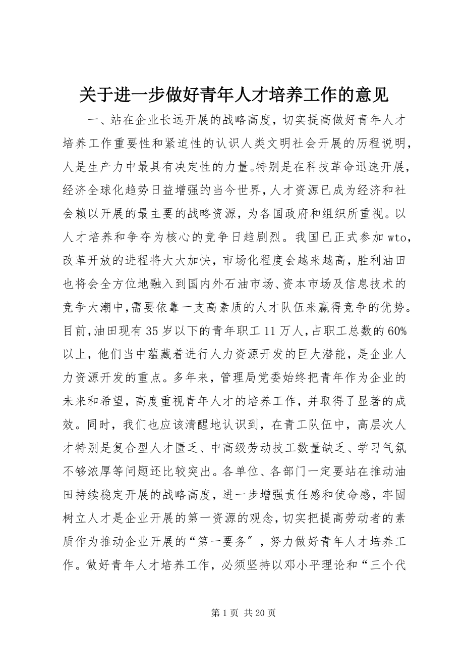 2023年进一步做好青人才培养工作的意见.docx_第1页