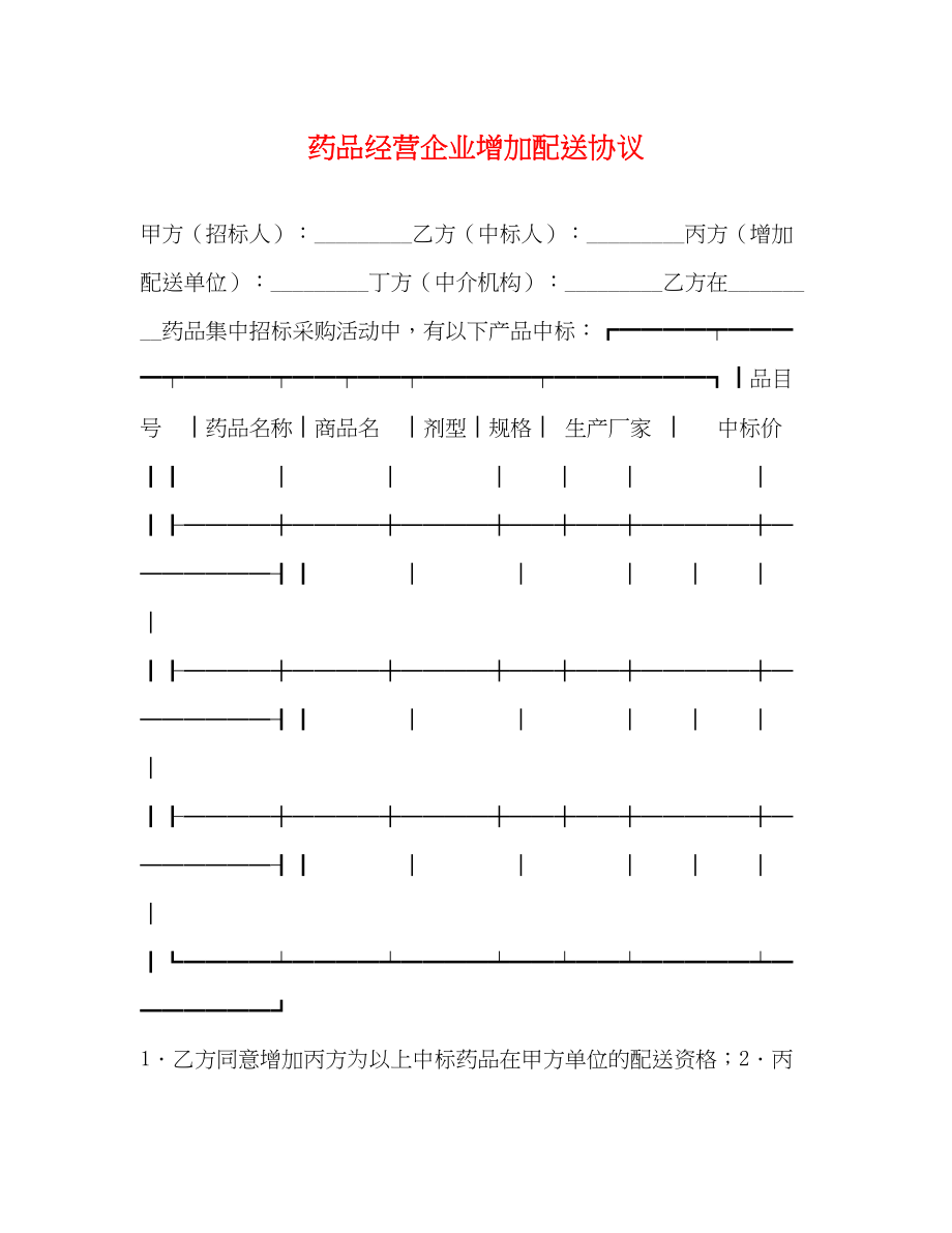 2023年药品经营企业增加配送协议.docx_第1页