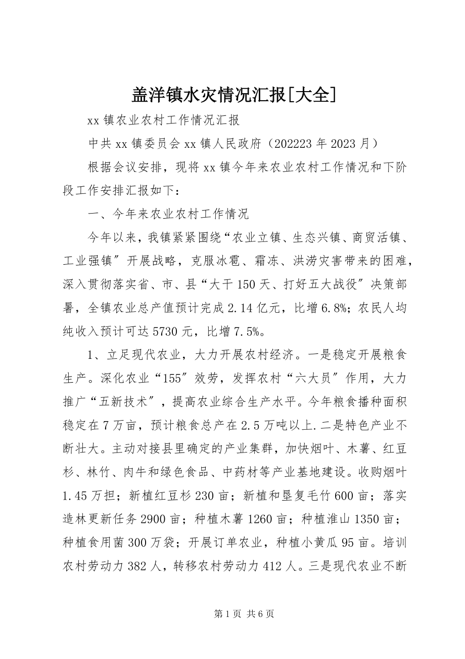 2023年盖洋镇水灾情况汇报[大全].docx_第1页