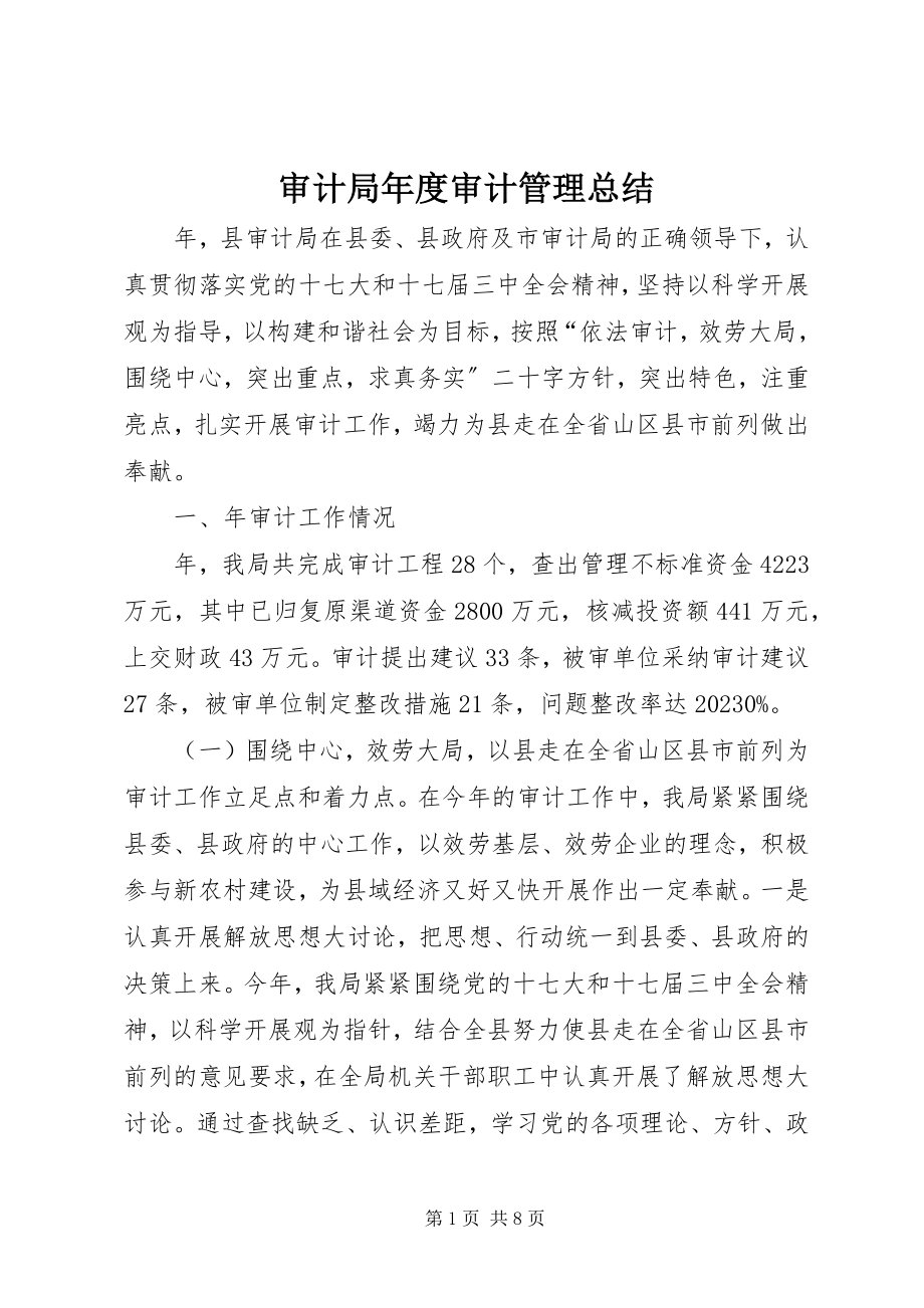 2023年审计局年度审计管理总结.docx_第1页