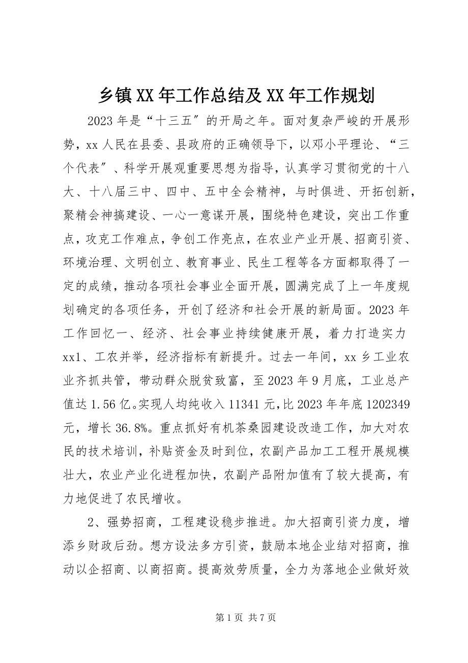 2023年乡镇工作总结及工作规划2.docx_第1页