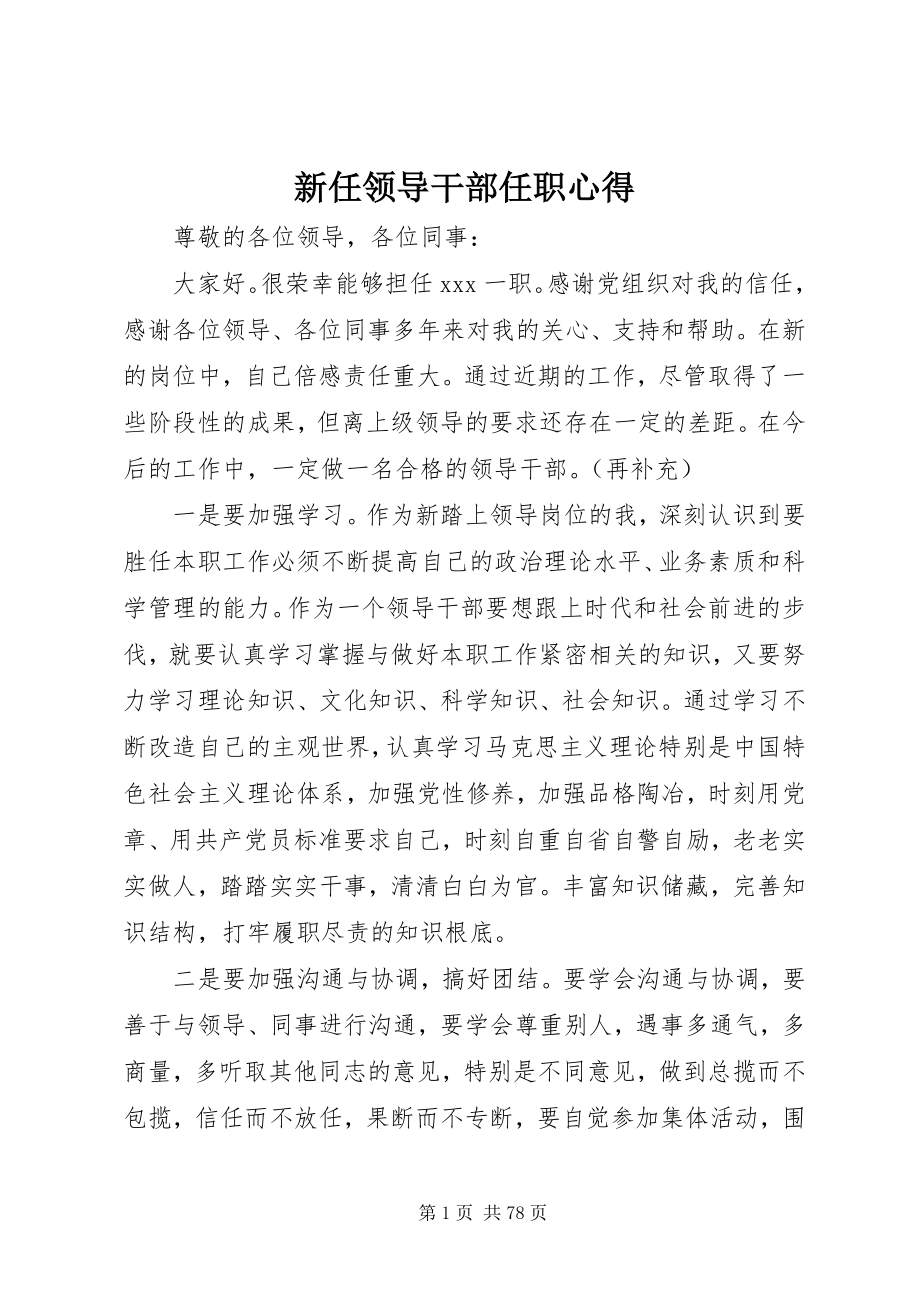 2023年新任领导干部任职心得.docx_第1页