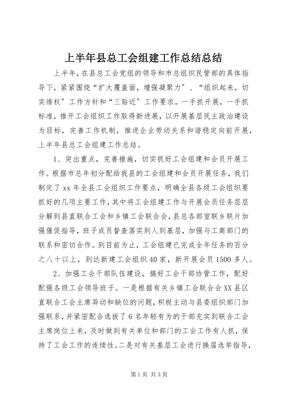 2023年上半年县总工会组建工作总结总结.docx_第1页