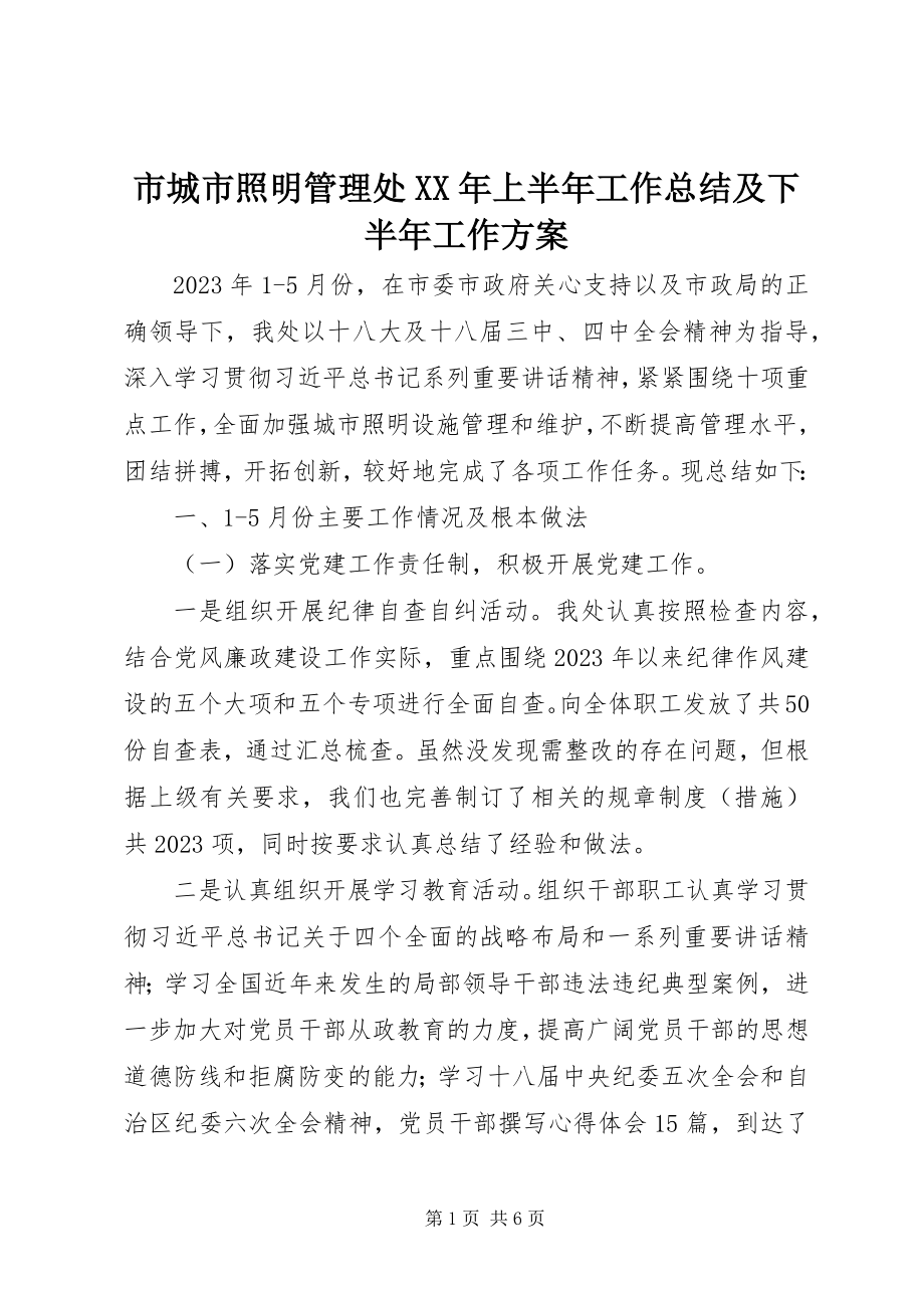 2023年市城市照明管理处上半年工作总结及下半年工作计划.docx_第1页