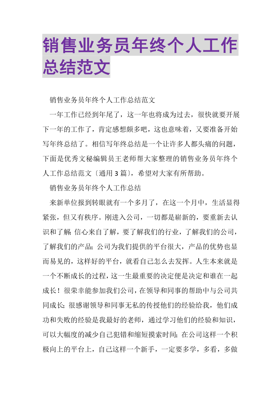 2023年销售业务员年终个人工作总结范文.doc_第1页