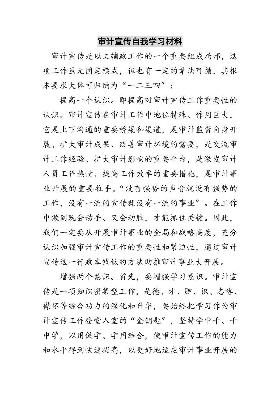 2023年审计宣传自我学习材料范文.doc_第1页