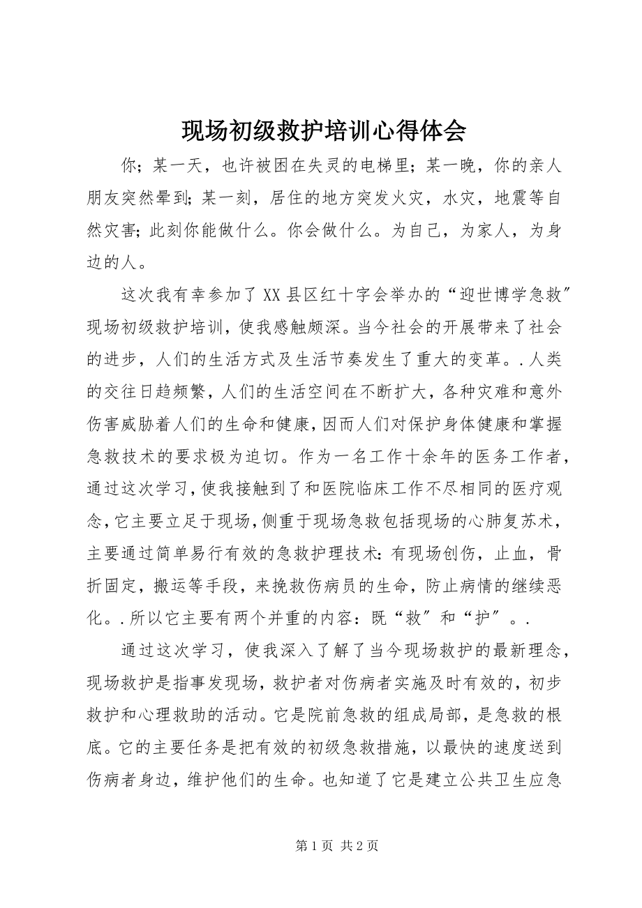 2023年现场初级救护培训心得体会.docx_第1页