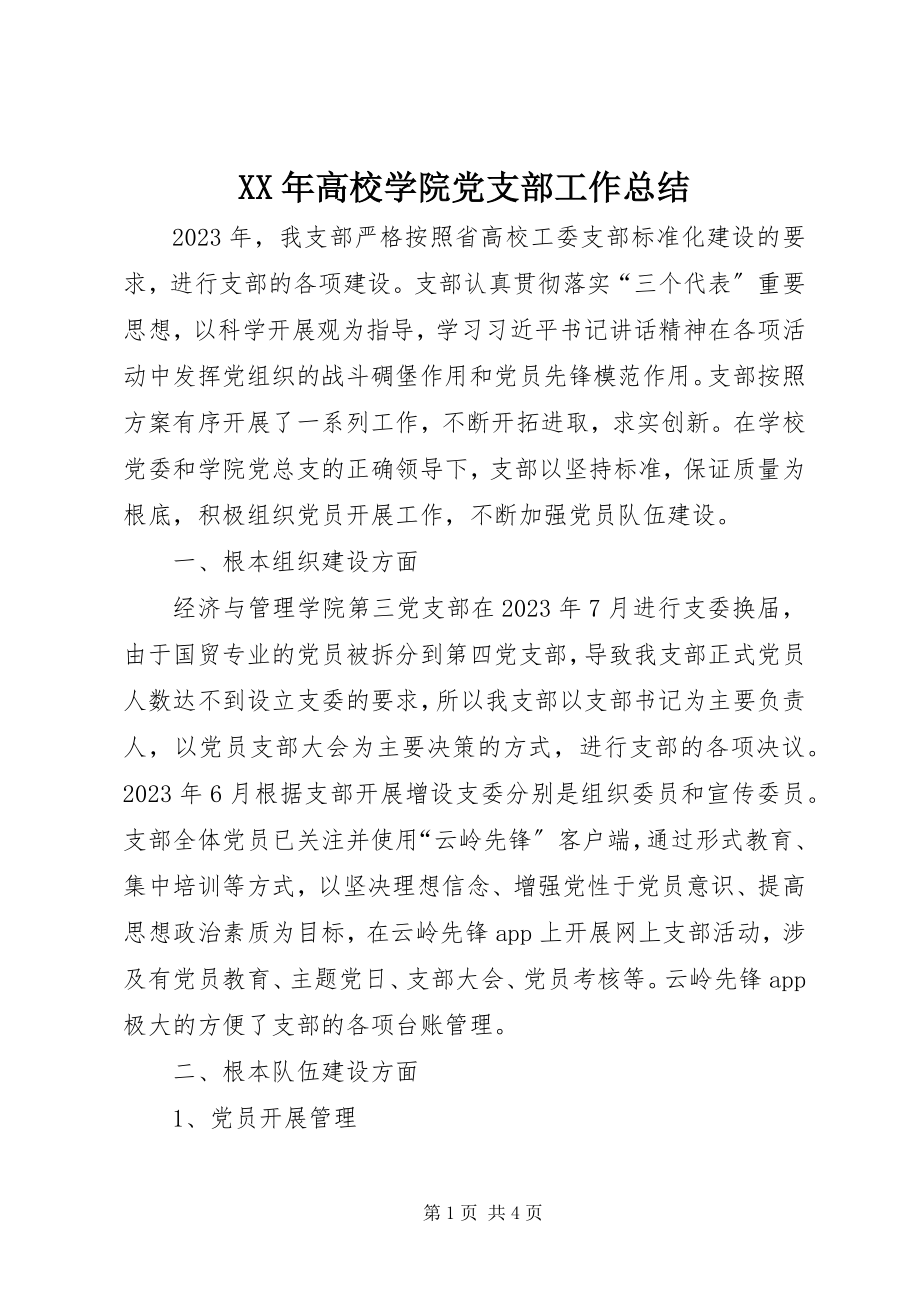 2023年高校学院党支部工作总结.docx_第1页