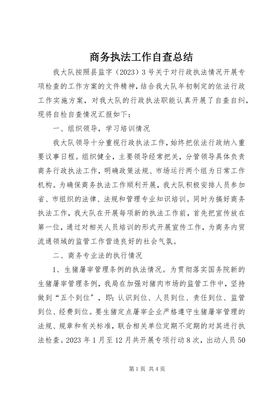 2023年商务执法工作自查总结.docx_第1页