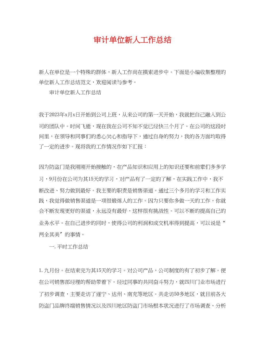 2023年审计单位新人工作总结.docx_第1页