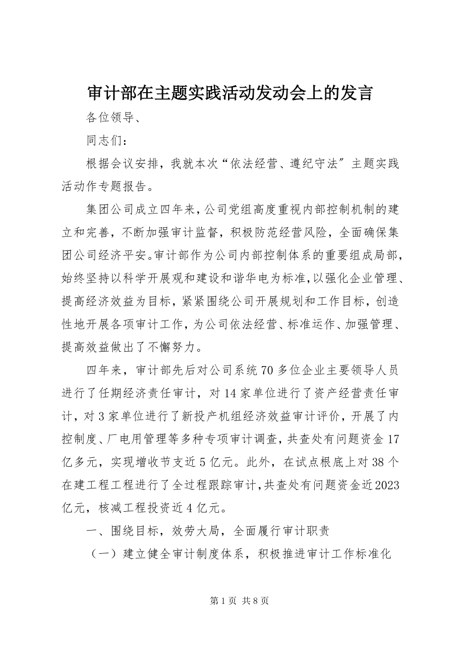 2023年审计部在主题实践活动动员会上的讲话.docx_第1页