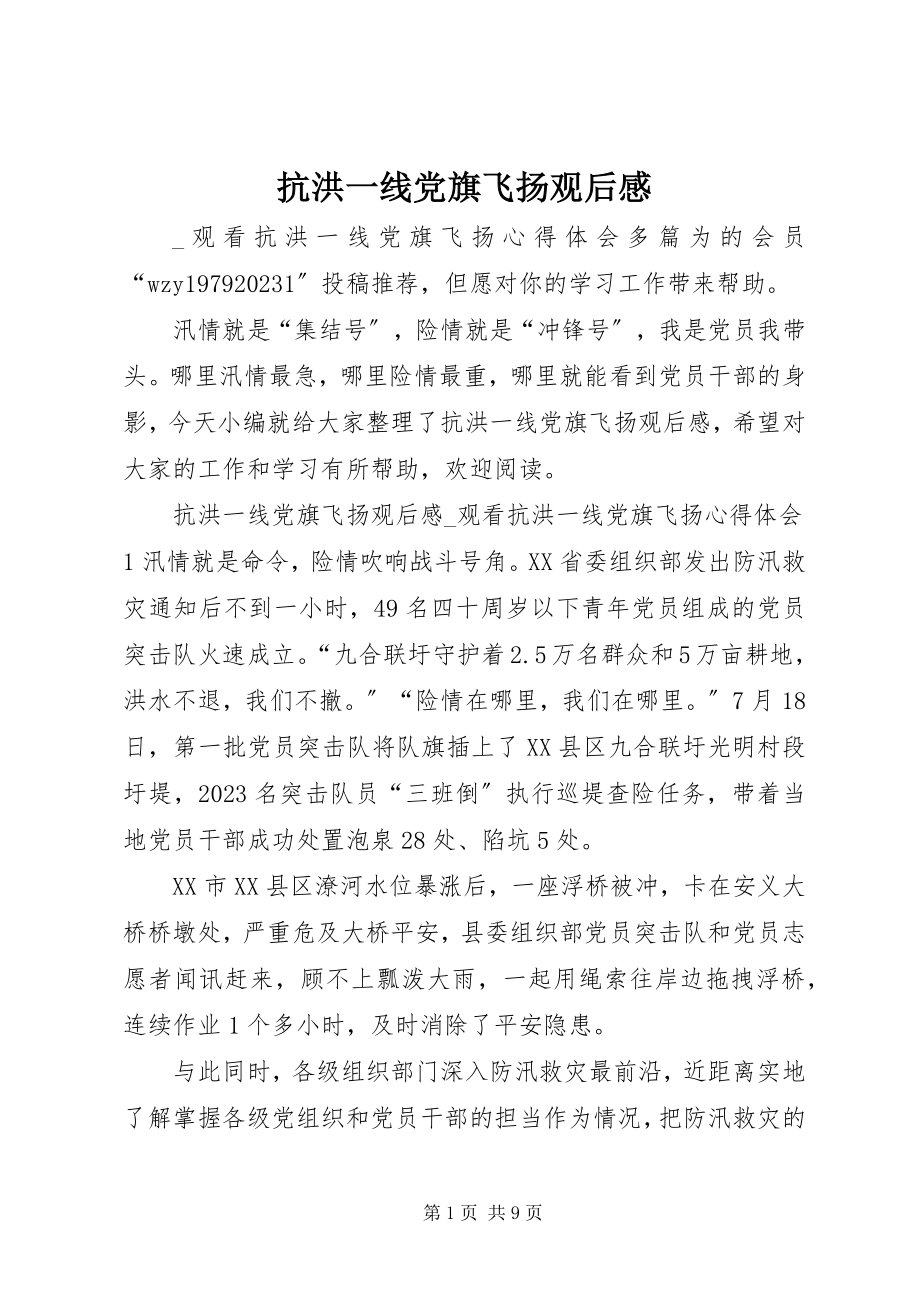 2023年抗洪一线党旗飞扬观后感.docx_第1页